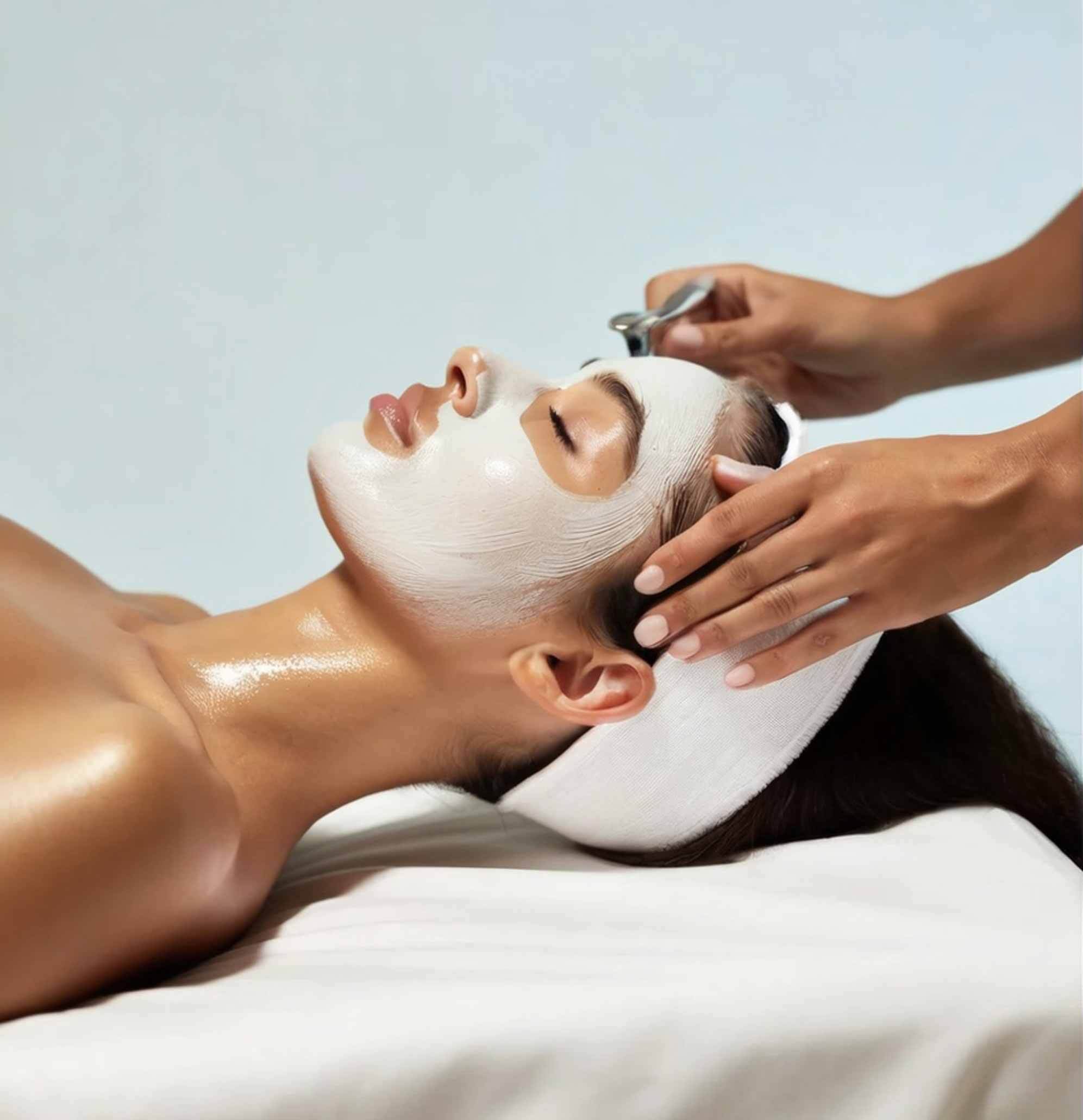 Woman getting a facial